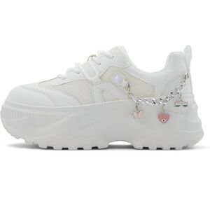 White Chunky Platform Sneakers with Charms